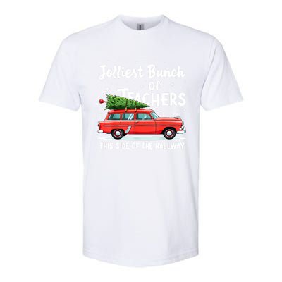 Funny Jolliest Bunch Of Teachers This Side Of The Hallway Christmas Gift Softstyle® CVC T-Shirt