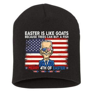 Funny Joe Biden Merry 4th Of Easter Design Fourth Of July Short Acrylic Beanie