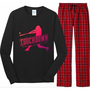 Funny Joke Baseball Touchdown Joke Gift Design Gift Long Sleeve Pajama Set