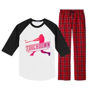 Funny Joke Baseball Touchdown Joke Gift Design Gift Raglan Sleeve Pajama Set