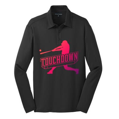 Funny Joke Baseball Touchdown Joke Gift Design Gift Silk Touch Performance Long Sleeve Polo