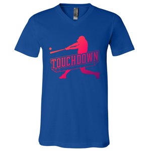 Funny Joke Baseball Touchdown Joke Gift Design Gift V-Neck T-Shirt