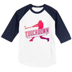 Funny Joke Baseball Touchdown Joke Gift Design Gift Baseball Sleeve Shirt