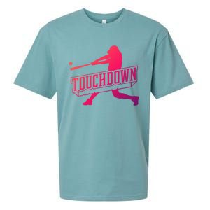 Funny Joke Baseball Touchdown Joke Gift Design Gift Sueded Cloud Jersey T-Shirt