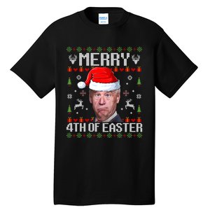 Funny Joe Biden Merry 4th Of Easter Ugly Christmas Sweater Tall T-Shirt