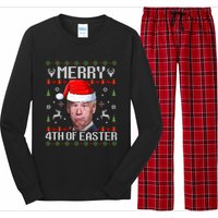 Funny Joe Biden Merry 4th Of Easter Ugly Christmas Sweater Long Sleeve Pajama Set