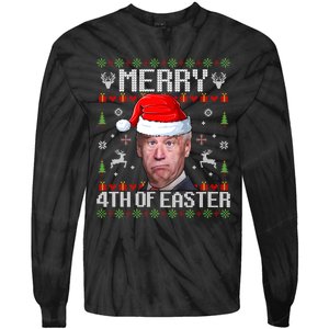 Funny Joe Biden Merry 4th Of Easter Ugly Christmas Sweater Tie-Dye Long Sleeve Shirt