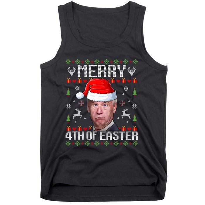 Funny Joe Biden Merry 4th Of Easter Ugly Christmas Sweater Tank Top