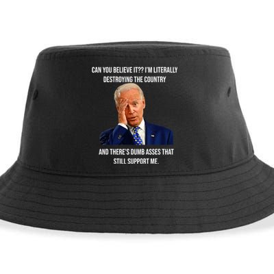 Funny Joe Biden Literally Destroying Country Anti Liberals Sustainable Bucket Hat