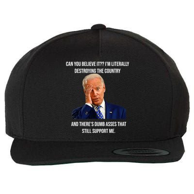 Funny Joe Biden Literally Destroying Country Anti Liberals Wool Snapback Cap