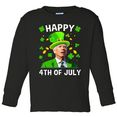 Funny Joe Biden St Patricks Day Happy 4th Of July Confused Toddler Long Sleeve Shirt