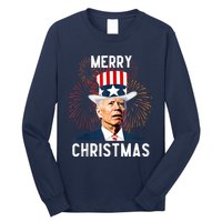 Funny Joe Biden Merry Christmas For Fourth Of July Funny Biden Long Sleeve Shirt