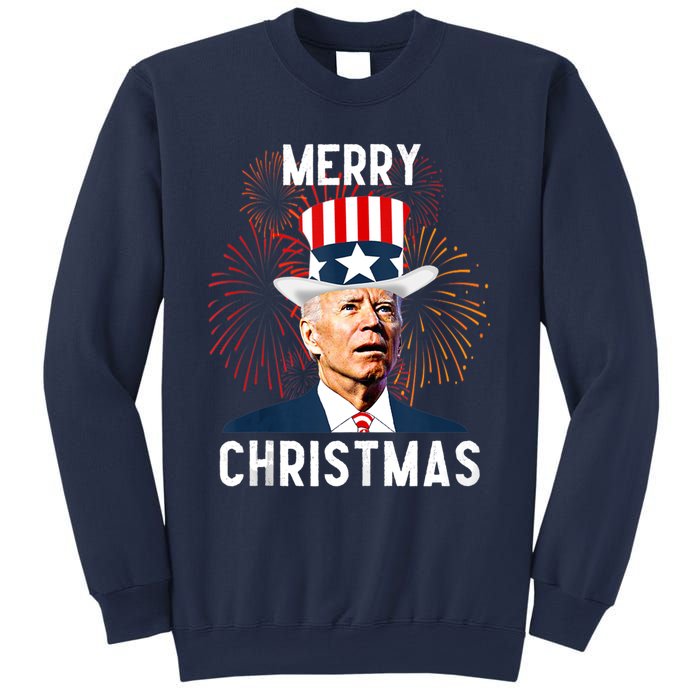 Funny Joe Biden Merry Christmas For Fourth Of July Funny Biden Sweatshirt