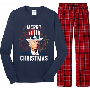 Funny Joe Biden Merry Christmas For Fourth Of July Funny Biden Long Sleeve Pajama Set