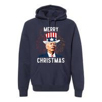 Funny Joe Biden Merry Christmas For Fourth Of July Funny Biden Premium Hoodie