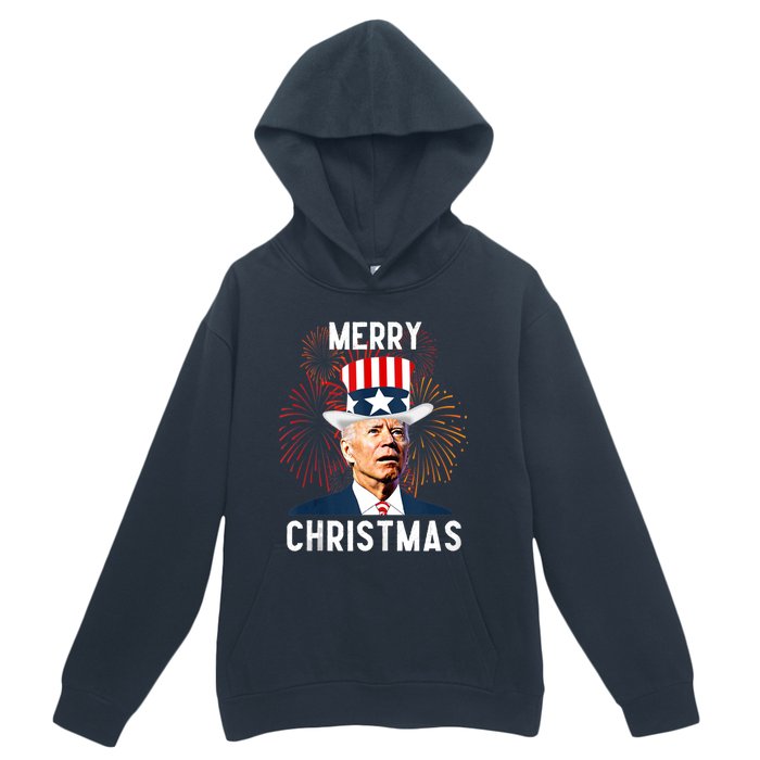 Funny Joe Biden Merry Christmas For Fourth Of July Funny Biden Urban Pullover Hoodie