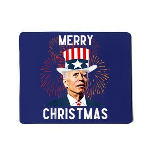 Funny Joe Biden Merry Christmas For Fourth Of July Funny Biden Mousepad