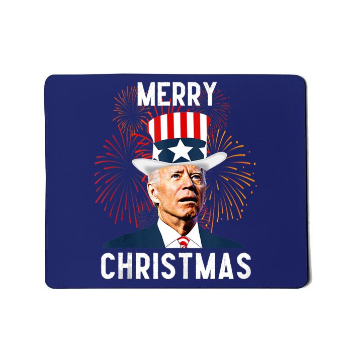 Funny Joe Biden Merry Christmas For Fourth Of July Funny Biden Mousepad