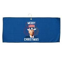 Funny Joe Biden Merry Christmas For Fourth Of July Funny Biden Large Microfiber Waffle Golf Towel