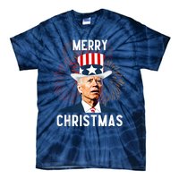 Funny Joe Biden Merry Christmas For Fourth Of July Funny Biden Tie-Dye T-Shirt