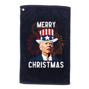 Funny Joe Biden Merry Christmas For Fourth Of July Funny Biden Platinum Collection Golf Towel