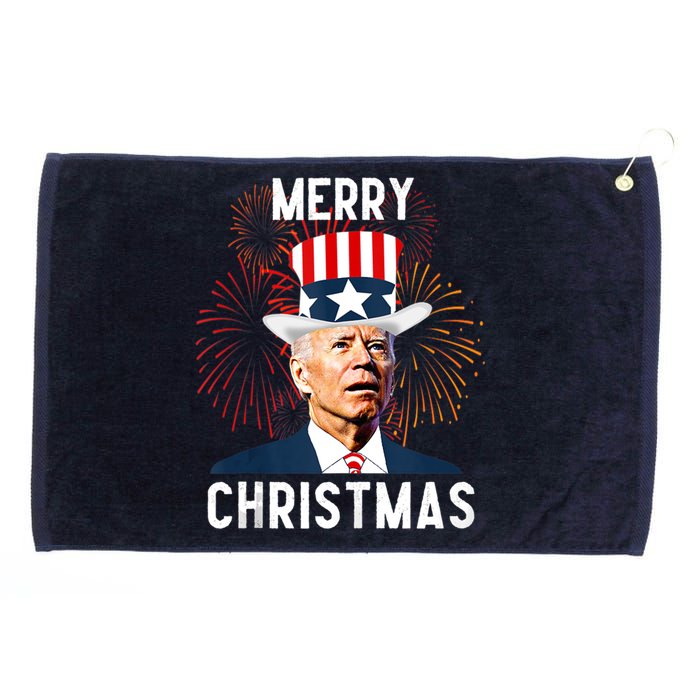 Funny Joe Biden Merry Christmas For Fourth Of July Funny Biden Grommeted Golf Towel