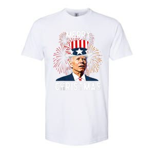 Funny Joe Biden Merry Christmas For Fourth Of July Funny Biden Softstyle CVC T-Shirt