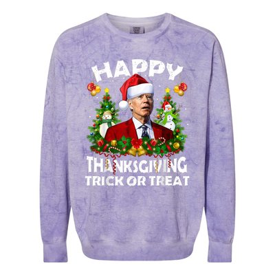 Funny Joe Biden Confused Happy Thanksgiving For Christmas Colorblast Crewneck Sweatshirt