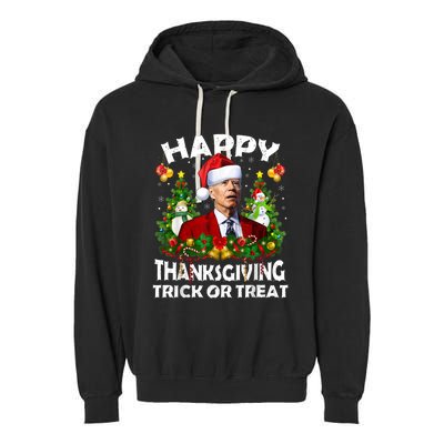 Funny Joe Biden Confused Happy Thanksgiving For Christmas Garment-Dyed Fleece Hoodie