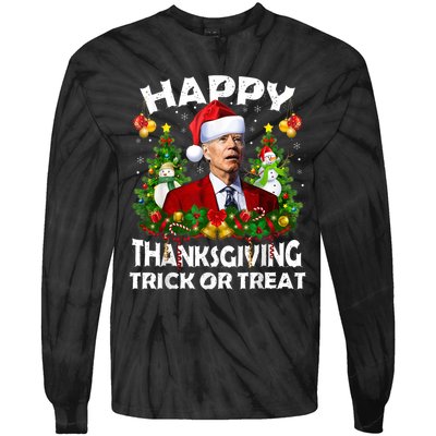 Funny Joe Biden Confused Happy Thanksgiving For Christmas Tie-Dye Long Sleeve Shirt