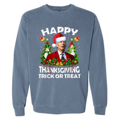 Funny Joe Biden Confused Happy Thanksgiving For Christmas Garment-Dyed Sweatshirt