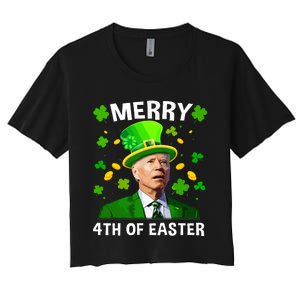 Funny Joe Biden St Patricks Day Merry 4th Of Easter Women's Crop Top Tee