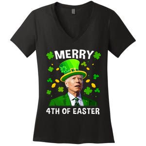 Funny Joe Biden St Patricks Day Merry 4th Of Easter Women's V-Neck T-Shirt