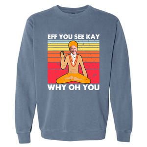 Funny Joe Biden Yoga Eff You See Kay Meditation Anti Biden Great Gift Garment-Dyed Sweatshirt