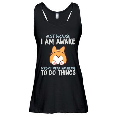 Funny Just Because Im Awake Ladies Essential Flowy Tank