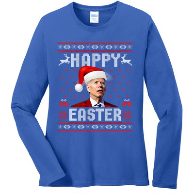 Funny Joe Biden Happy Easter Ugly Christmas Sweater Gift Ladies Long Sleeve Shirt