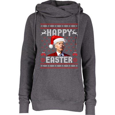 Funny Joe Biden Happy Easter Ugly Christmas Sweater Gift Womens Funnel Neck Pullover Hood