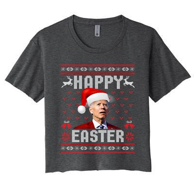 Funny Joe Biden Happy Easter Ugly Christmas Sweater Gift Women's Crop Top Tee