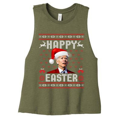 Funny Joe Biden Happy Easter Ugly Christmas Sweater Gift Women's Racerback Cropped Tank