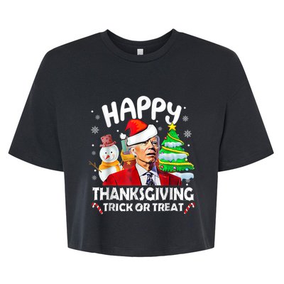 Funny Joe Biden Merry Thanksgiving Trick Or Treat Christmas Bella+Canvas Jersey Crop Tee