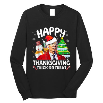 Funny Joe Biden Merry Thanksgiving Trick Or Treat Christmas Long Sleeve Shirt