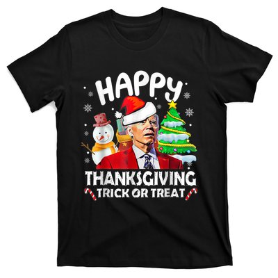 Funny Joe Biden Merry Thanksgiving Trick Or Treat Christmas T-Shirt