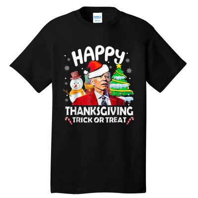 Funny Joe Biden Merry Thanksgiving Trick Or Treat Christmas Tall T-Shirt