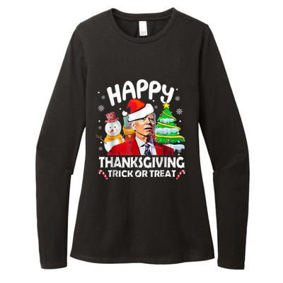 Funny Joe Biden Merry Thanksgiving Trick Or Treat Christmas Womens CVC Long Sleeve Shirt