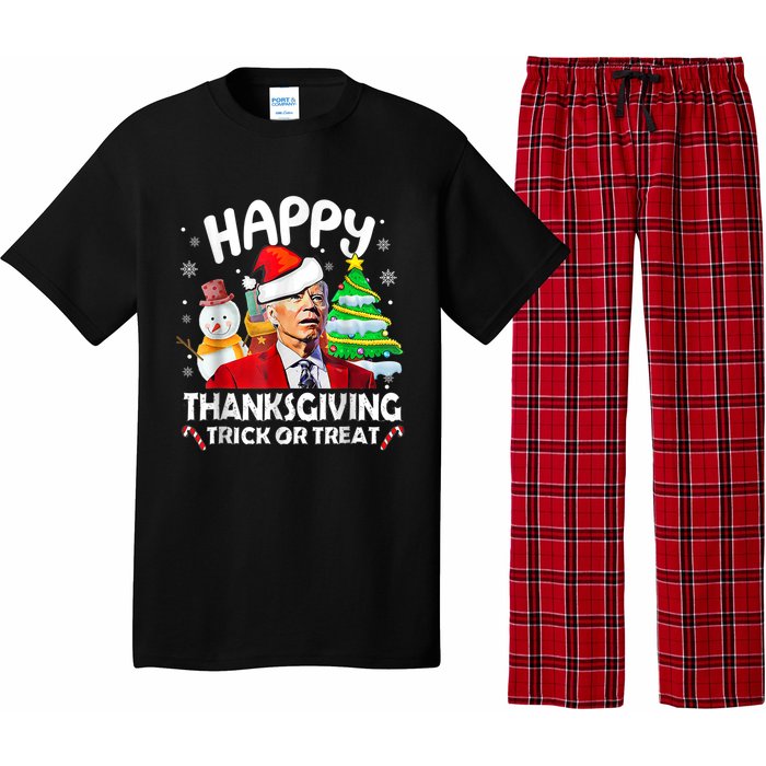 Funny Joe Biden Merry Thanksgiving Trick Or Treat Christmas Pajama Set