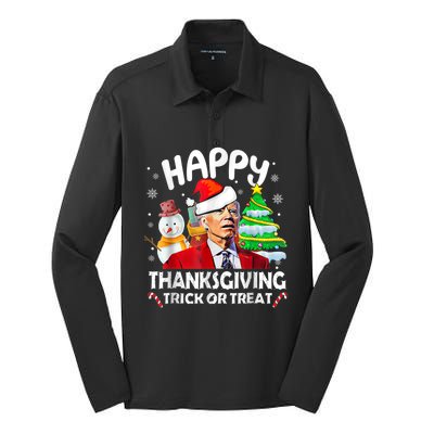 Funny Joe Biden Merry Thanksgiving Trick Or Treat Christmas Silk Touch Performance Long Sleeve Polo