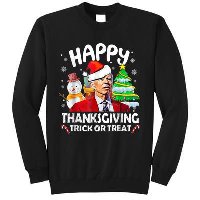 Funny Joe Biden Merry Thanksgiving Trick Or Treat Christmas Tall Sweatshirt