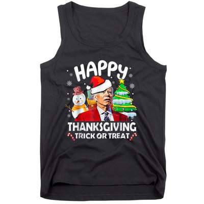 Funny Joe Biden Merry Thanksgiving Trick Or Treat Christmas Tank Top