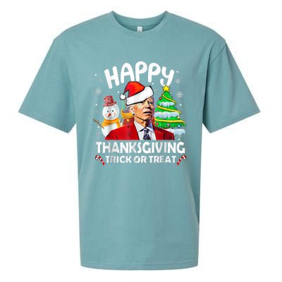 Funny Joe Biden Merry Thanksgiving Trick Or Treat Christmas Sueded Cloud Jersey T-Shirt