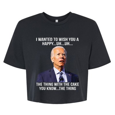 Funny Joe Biden Confused Happy Birthday You Know The Thing Bella+Canvas Jersey Crop Tee